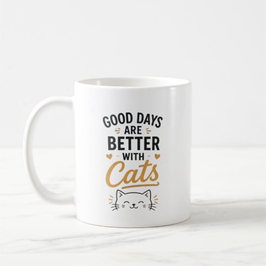 猫と過ごす日々は最高 Typography  コーヒーマグカップ (左)
