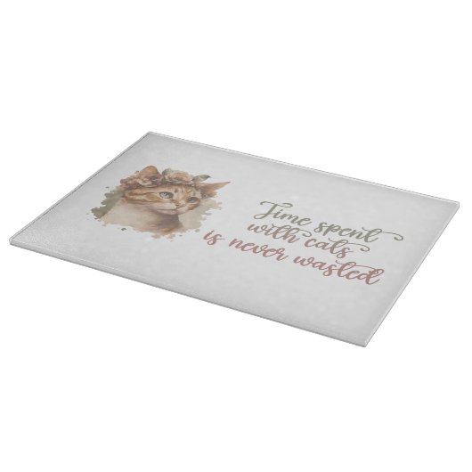 猫と過ごす時間が、決して可愛い水色を無駄にしなかった カッティングボード (角)