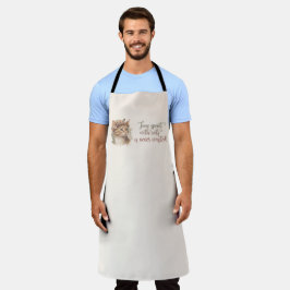 猫と過ごす時間のかわいい猫の水彩画デザイン エプロン