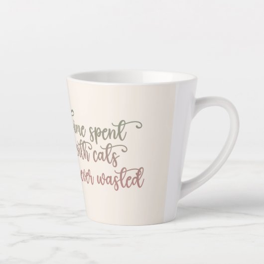 猫と過ごす時間のかわいい猫の水彩画デザイン カフェラテマグ (右)