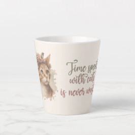 猫と過ごす時間のかわいい猫の水彩画デザイン カフェラテマグ