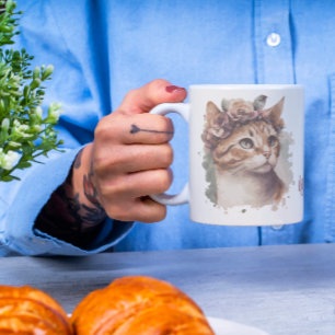 猫と過ごす時間のかわいい猫の水彩画デザイン コーヒーマグカップ