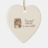 猫と過ごす時間のかわいい猫の水彩画デザイン セラミックオーナメント (右)