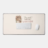 猫と過ごす時間のかわいい猫の水彩画デザイン デスクマット (キーボード&マウス)