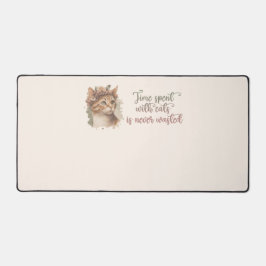 猫と過ごす時間のかわいい猫の水彩画デザイン デスクマット