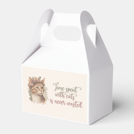 猫と過ごす時間のかわいい猫の水彩画デザイン フェイバーボックス (正面サイド)