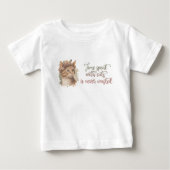 猫と過ごす時間のかわいい猫の水彩画デザイン ベビーTシャツ (正面)