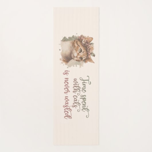 猫と過ごす時間のかわいい猫の水彩画デザイン ヨガマット (裏面)