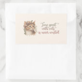 猫と過ごす時間のかわいい猫の水彩画デザイン 長方形シール (バッグ)