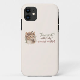 猫と過ごす時間のかわいい猫の水彩画デザイン iPhone 11 ケース