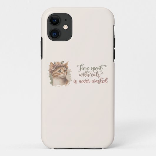 猫と過ごす時間のかわいい猫の水彩画デザイン Case-Mate iPhoneケース (裏面)