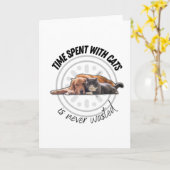 猫と過ごす時間は無駄ではないやる気を起こさせる カード (黄色い花)