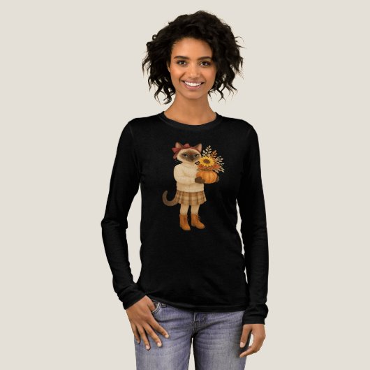 猫と過ごす秋の感謝祭 トライブレンドTシャツ (正面全体)