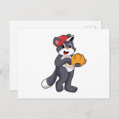 猫と野球 本革グローブ.PNG ポストカード (正面/裏面)