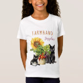 猫と野菜のファームハンドキッズパーソナライズされた Tシャツ (正面)
