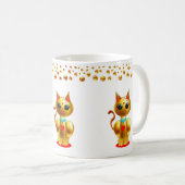 猫と金のドット紙吹雪 コーヒーマグカップ (正面右)