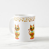 猫と金のドット紙吹雪 コーヒーマグカップ (正面左)