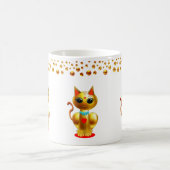 猫と金のドット紙吹雪 コーヒーマグカップ (中央)