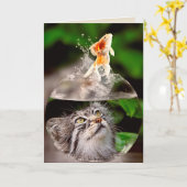 猫と金魚のグリーティングカード カード (黄色い花)
