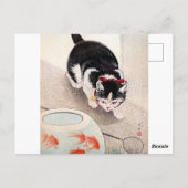 猫と金魚鉢のアート作品、 ポストカード (裏面)