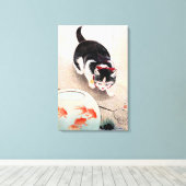 猫と金魚鉢 キャンバスプリント (インサイチュ (ウッドフロア))