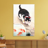 猫と金魚鉢 キャンバスプリント (インサイチュ (リビング))