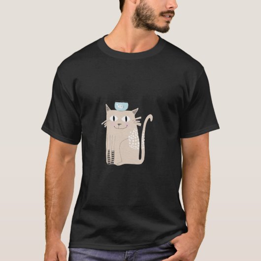 猫と金魚鉢 Tシャツ (正面)
