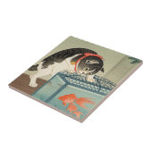 猫と金魚、古邨猫及び金魚、Koson、Ukiyo-e タイル (側面)