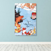 猫と金魚,国芳猫と金魚，国芳，浮世絵 キャンバスプリント (インサイチュ (ウッドフロア))