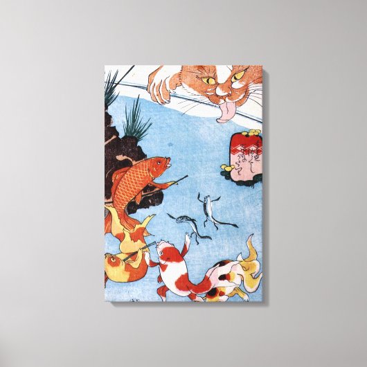 猫と金魚,国芳猫と金魚，国芳，浮世絵 キャンバスプリント (正面)