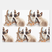 猫と鏡 ラッピングペーパーシート (正面)