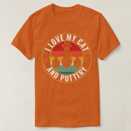猫と陶芸陶芸家がおもしろい大好き Tシャツ (デザイン正面)