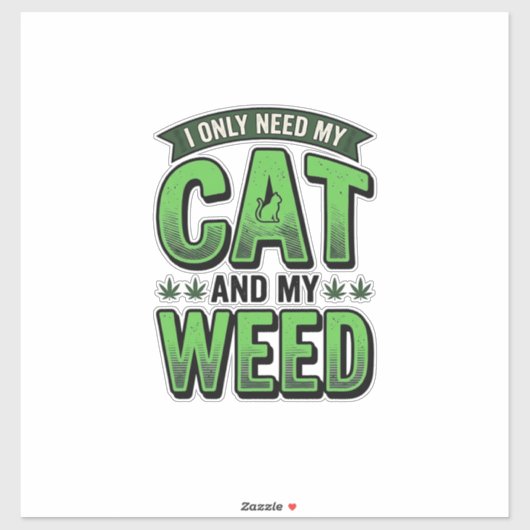 猫と雑草のビンテージ風彫刻Tシャツデザイン_1 シール (シート)
