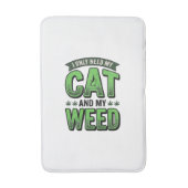 猫と雑草のビンテージ風彫刻Tシャツデザイン_1 バスマット (正面縦)