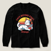 猫と静かに過ごす – 会話不要のTシャツ トライブレンドTシャツ (デザイン正面)