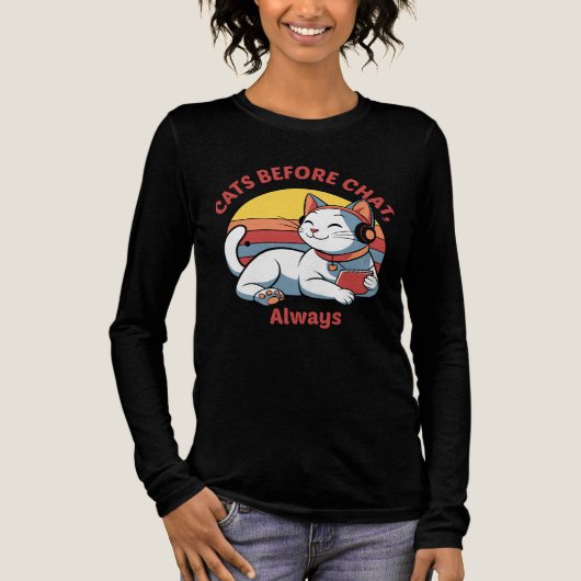 猫と静かに過ごす – 会話不要のTシャツ トライブレンドTシャツ (正面)