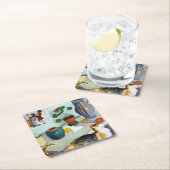 猫と静物威厳があるMacke スクエアペーパーコースター (インサイチュ)