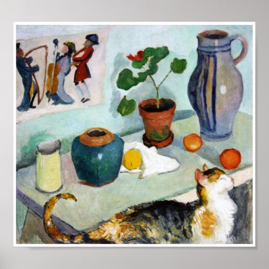 猫と静物威厳があるMacke ポスター (正面)