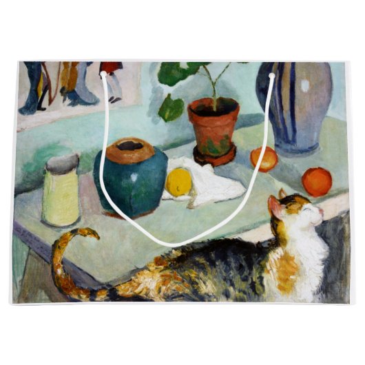猫と静物威厳があるMacke ラージペーパーバッグ (正面)