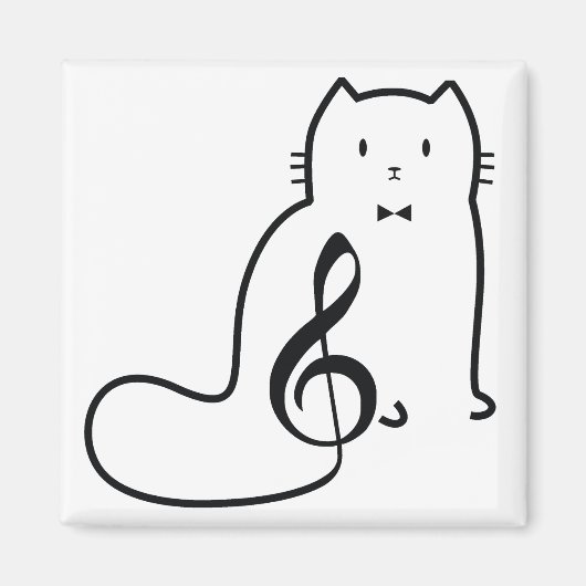 猫と音楽のノート マグネット (正面)
