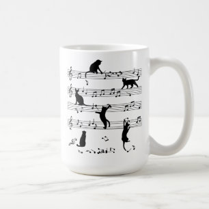 猫と音楽好きの贈り物、猫の遊ノート音楽 コーヒーマグカップ