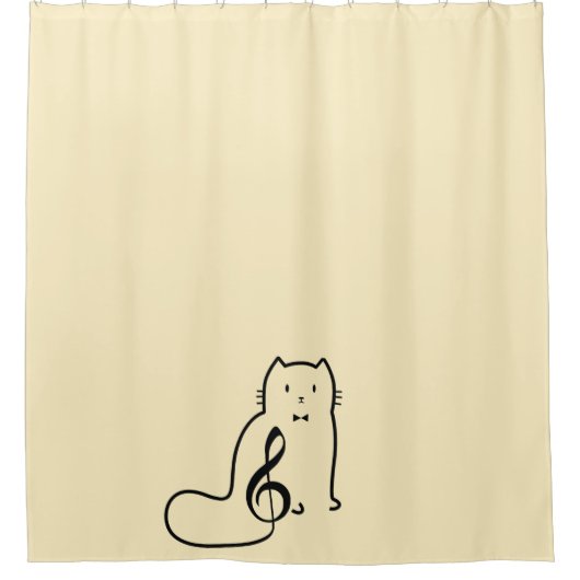猫と音楽 シャワーカーテン (正面)
