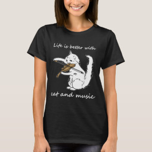 猫と音楽、猫と音楽好きのお土産 Tシャツ