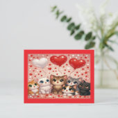 猫と風船の結婚式プロポーズ＆結婚発表カード  案内ポストカード (スタンド正面)