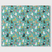 猫と食べ物のかわいい柄 ラッピングペーパー (フラット)