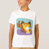 猫と飲み物 - 面白いミームにインスパイアされたデザイン Tシャツ (正面)