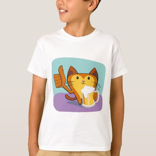 猫と飲み物 - 面白いミームにインスパイアされたデザイン Tシャツ (正面)