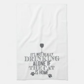 猫と飲む – グレー |キッチンおもしろいタオル キッチンタオル (縦)