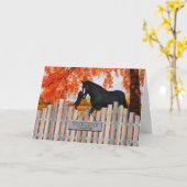 猫と馬好きの親善挨拶カード カード (黄色い花)