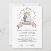 猫と魅力的カップルのシャワー招待状 招待状 (正面)